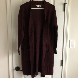 RD Style Duster Cardigan. Burgundy, Size M.